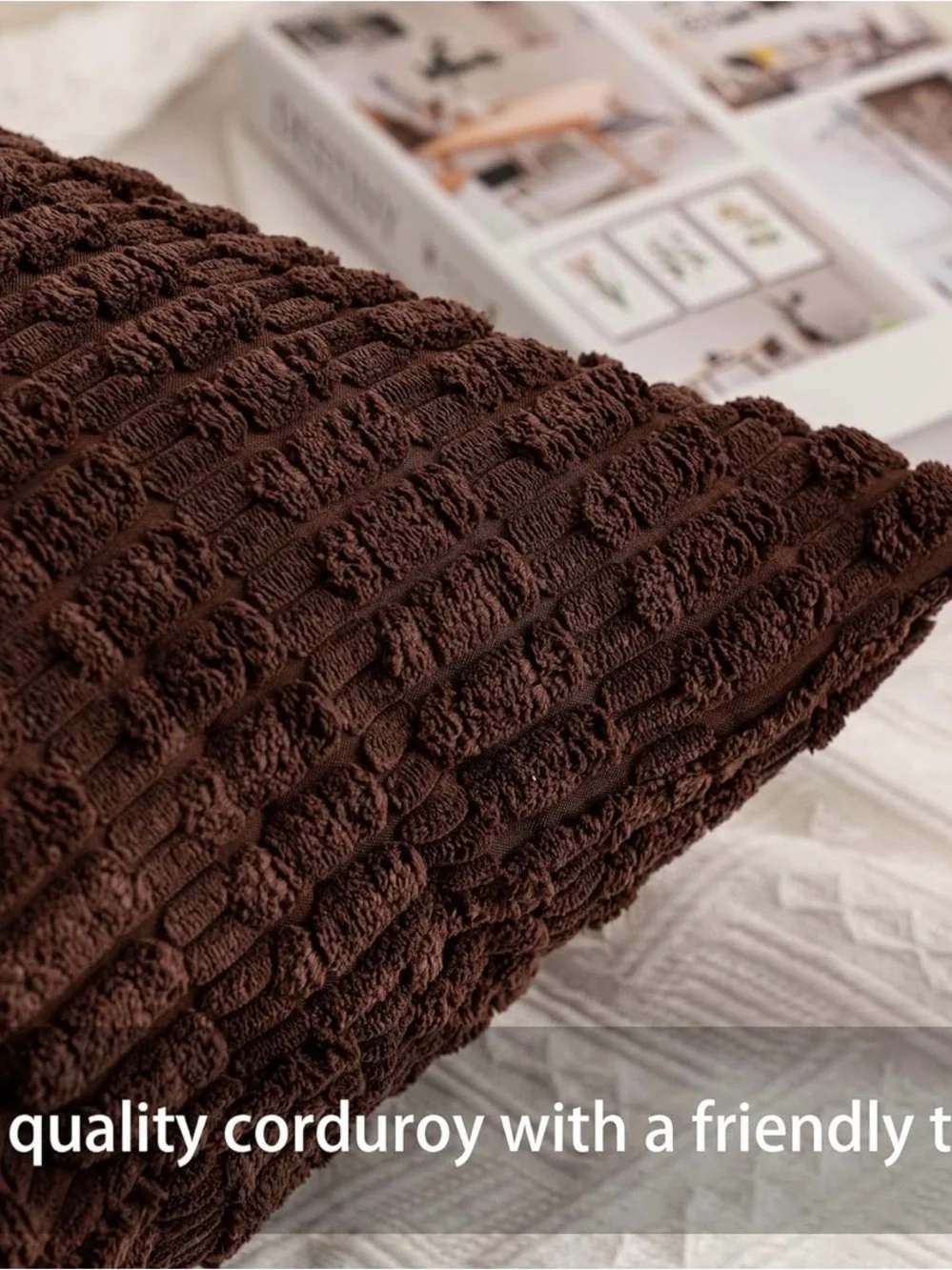 New Pack of 2 Corduroy Decorative Throw Pillow Covers 24x24 InchSoft Striped